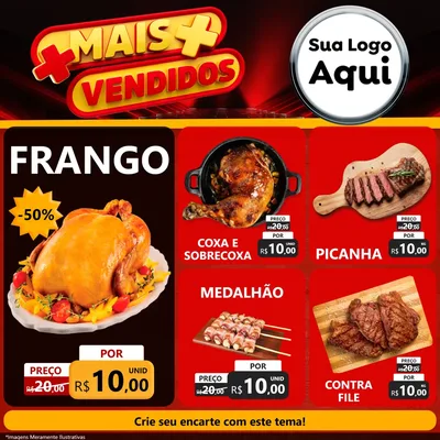 Modelo de Rede Social para Feed Facebook com o tema Mais Vendidos para Assados