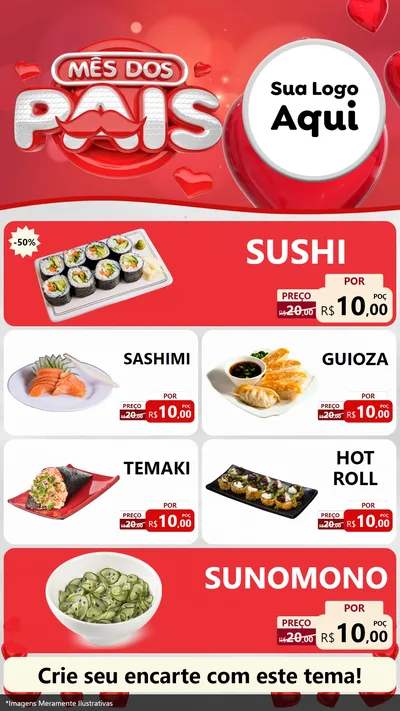 Modelo de TV para TV Vertical com o tema Mês dos Pais para Comida japonesa