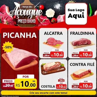 Modelo de Rede Social para Feed Facebook com o tema Terça do Açougue Preço Baixo para Açougue