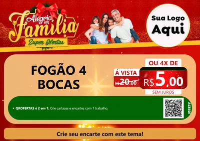 Modelo de Cartaz para Cartaz A4 Horizontal com o tema Alegria em Família Super Ofertas - Natal para Móveis e Eletro