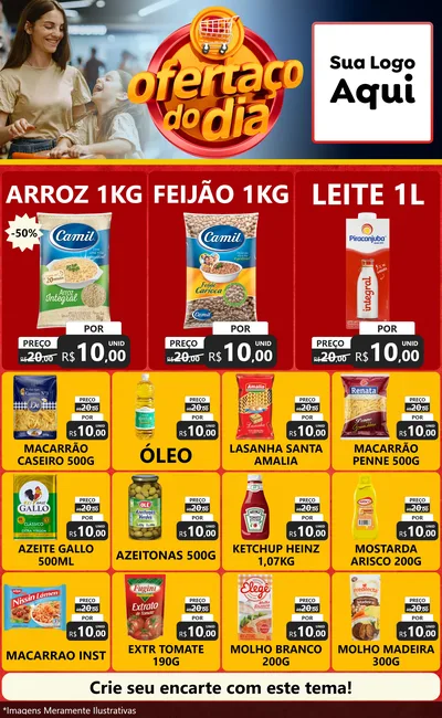 Modelo de Encarte para Encarte Grande com o tema Ofertaço Do Dia para Supermercado