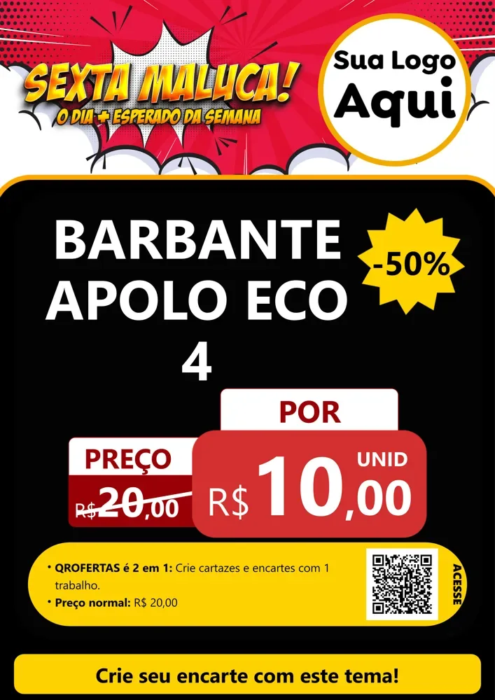 Modelo de Cartaz para Cartaz A4 Vertical com o tema Sexta Maluca! para Armarinho e Aviamentos