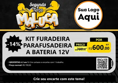 Modelo de Cartaz para Cartaz A4 Horizontal com o tema Segunda e Terça Maluca para Maquinas e Ferramentas