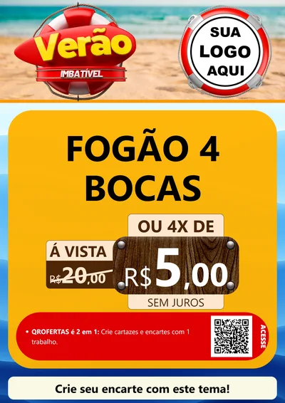 Modelo de Cartaz para Cartaz A4 Vertical com o tema Verão Imbatível para Móveis e Eletro
