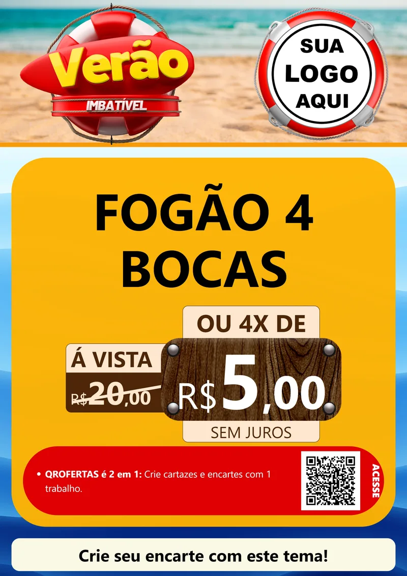 Modelo de Cartaz para Cartaz A4 Vertical com o tema Verão Imbatível para Móveis e Eletro