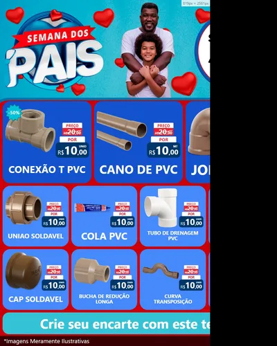 Modelo de Rede Social para Feed Instagram com o tema Semana Dos Pais para Tubos e conexões
