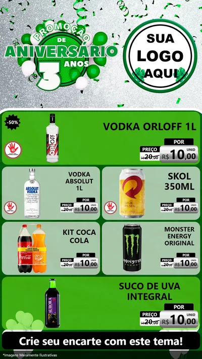 Modelo de TV para TV Vertical com o tema Promoção de Aniversário - 3 Anos para Distribuidora de bebidas