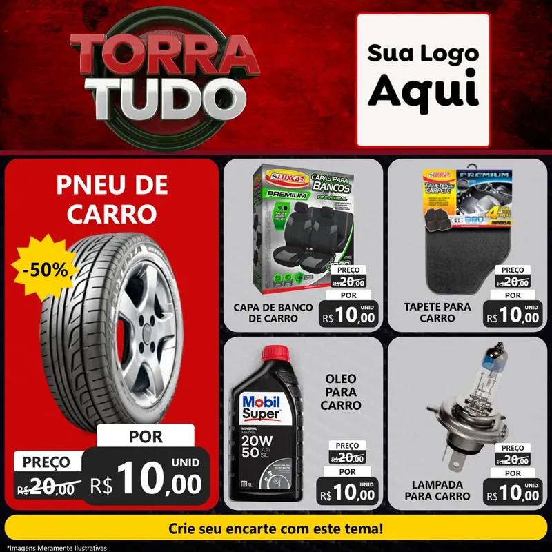 Modelo de Rede Social para Feed Facebook com o tema Torra Tudo para Auto peças