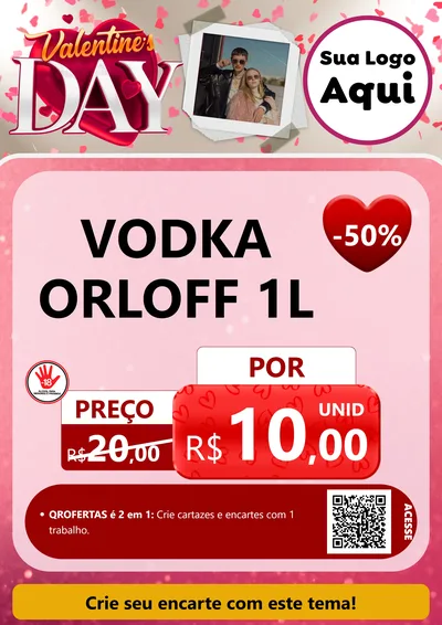 Modelo de Cartaz para Cartaz A4 Vertical com o tema Valentine's Day para Distribuidora de bebidas