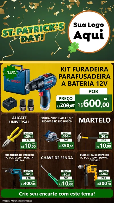 Modelo de Rede Social para Stories com o tema St Patriks Day para Maquinas e Ferramentas
