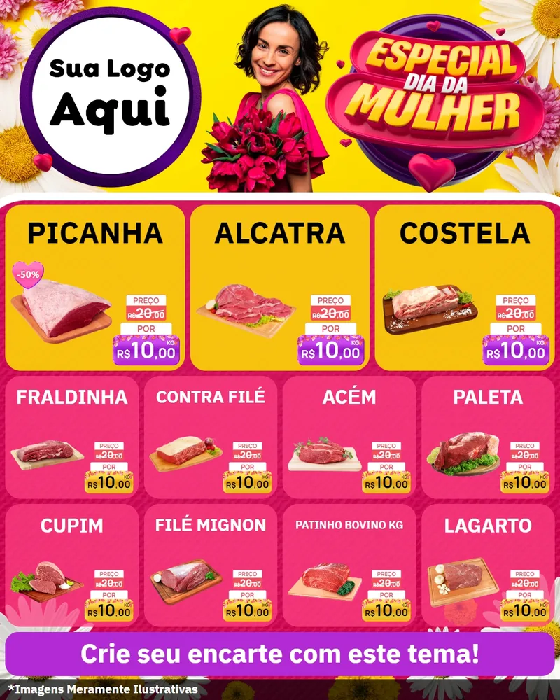 Modelo de Rede Social para Feed Instagram com o tema Especial Dia da Mulher para Açougue