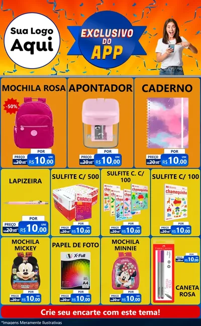 Modelo de Encarte para Encarte Grande com o tema Exclusivo do Aplicativo para Papelaria