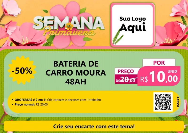 Modelo de Cartaz para Cartaz A4 Horizontal com o tema Semana da Primavera para Baterias Elétricas
