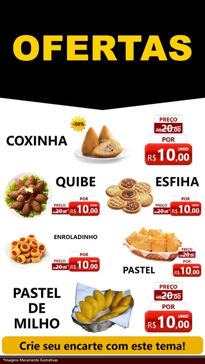 Modelo de TV para TV Vertical com o tema Ofertas Preto e Vermelho Cartaz para Salgadaria