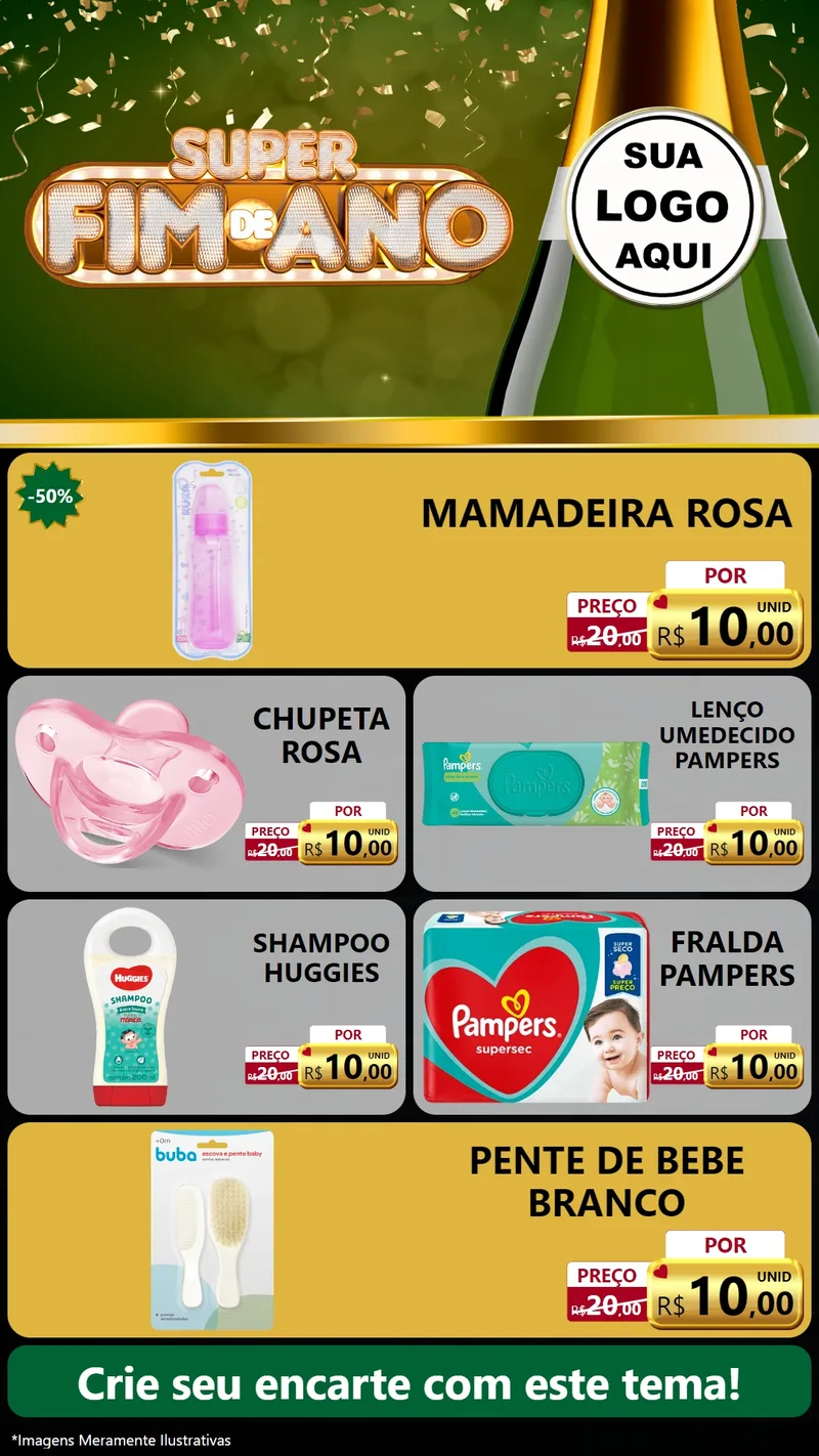 Modelo de TV para TV Vertical com o tema Super Fim de Ano para Bebês