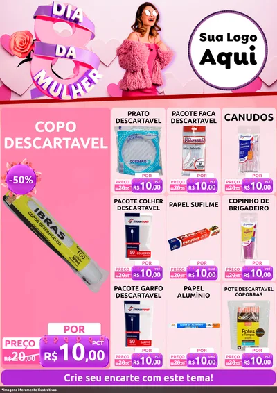 Modelo de Encarte para Encarte A4 Vertical com o tema Dia da Mulher para Embalagens