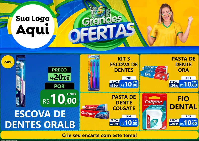 Modelo de Encarte para Encarte A4 Horizontal com o tema Grandes Ofertas para Higiene Pessoal