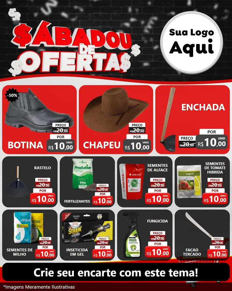 Modelo de Rede Social para Feed Instagram com o tema Sabadou de Ofertas para Agropecuária
