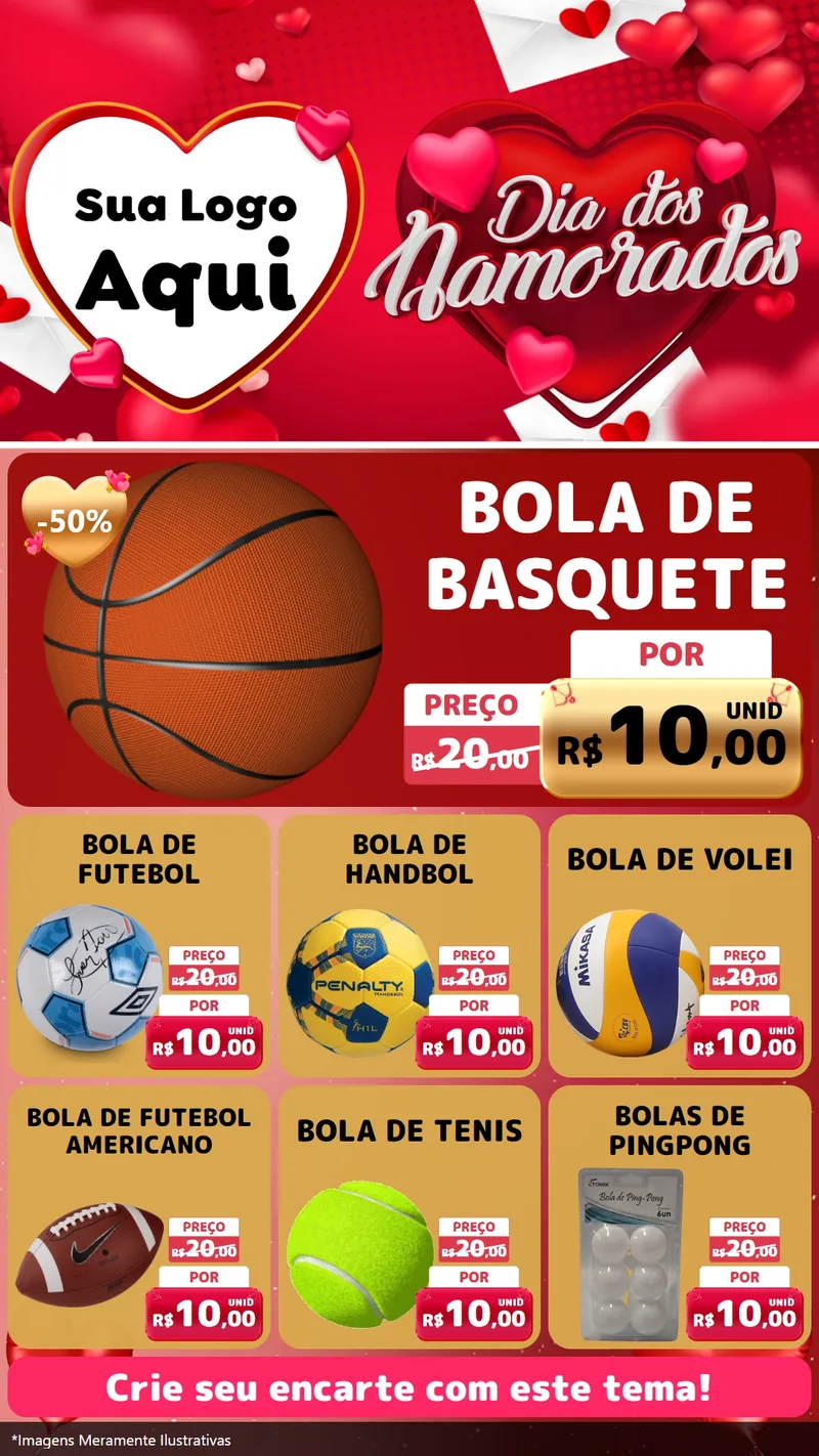 Modelo de Rede Social para Stories com o tema Dia Dos Namorados para Artigos Esportivos