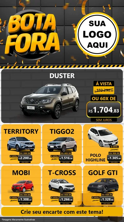 Modelo de Rede Social para Stories com o tema Bota Fora para Concessionaria de Carros