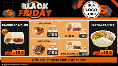 Modelo de TV para TV Horizontal com o tema Black Friday para Restaurante