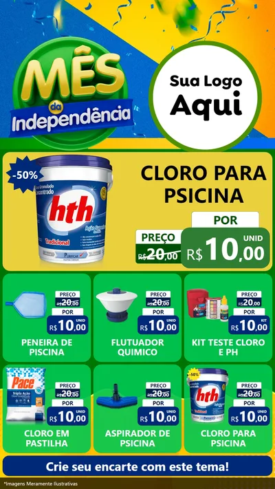 Modelo de Rede Social para Stories com o tema Mês da Independência para Produtos para Piscina