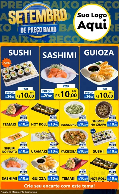 Modelo de Encarte para Encarte Grande com o tema Setembro De Preço Baixo para Comida japonesa