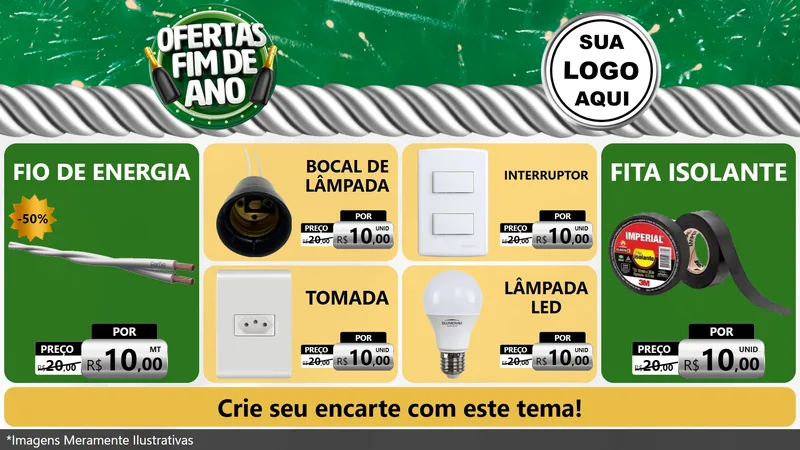 Modelo de TV para TV Horizontal com o tema Ofertas Fim de Ano para Materiais Elétricos