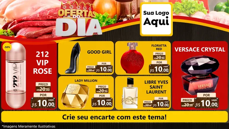 Modelo de TV para TV Horizontal com o tema Ofertas do Dia para Perfumes