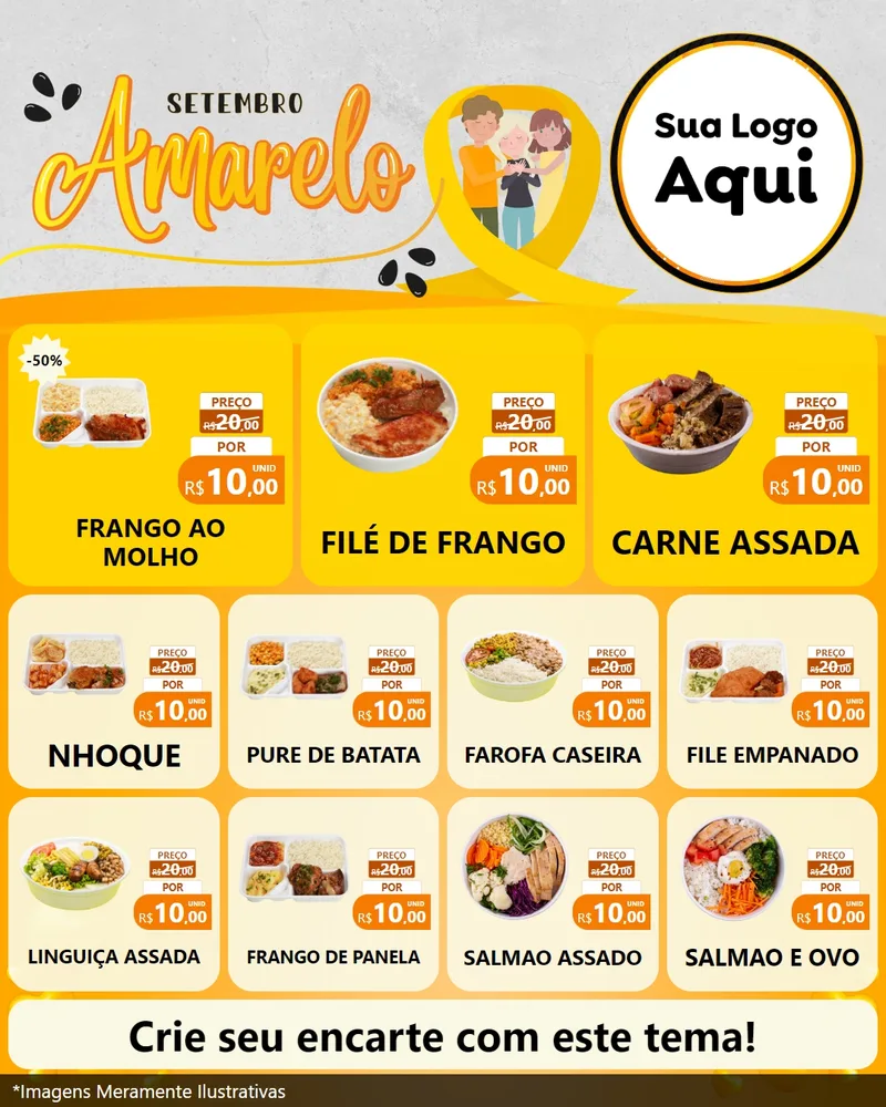 Modelo de Rede Social para Feed Instagram com o tema Setembro Amarelo para Restaurante