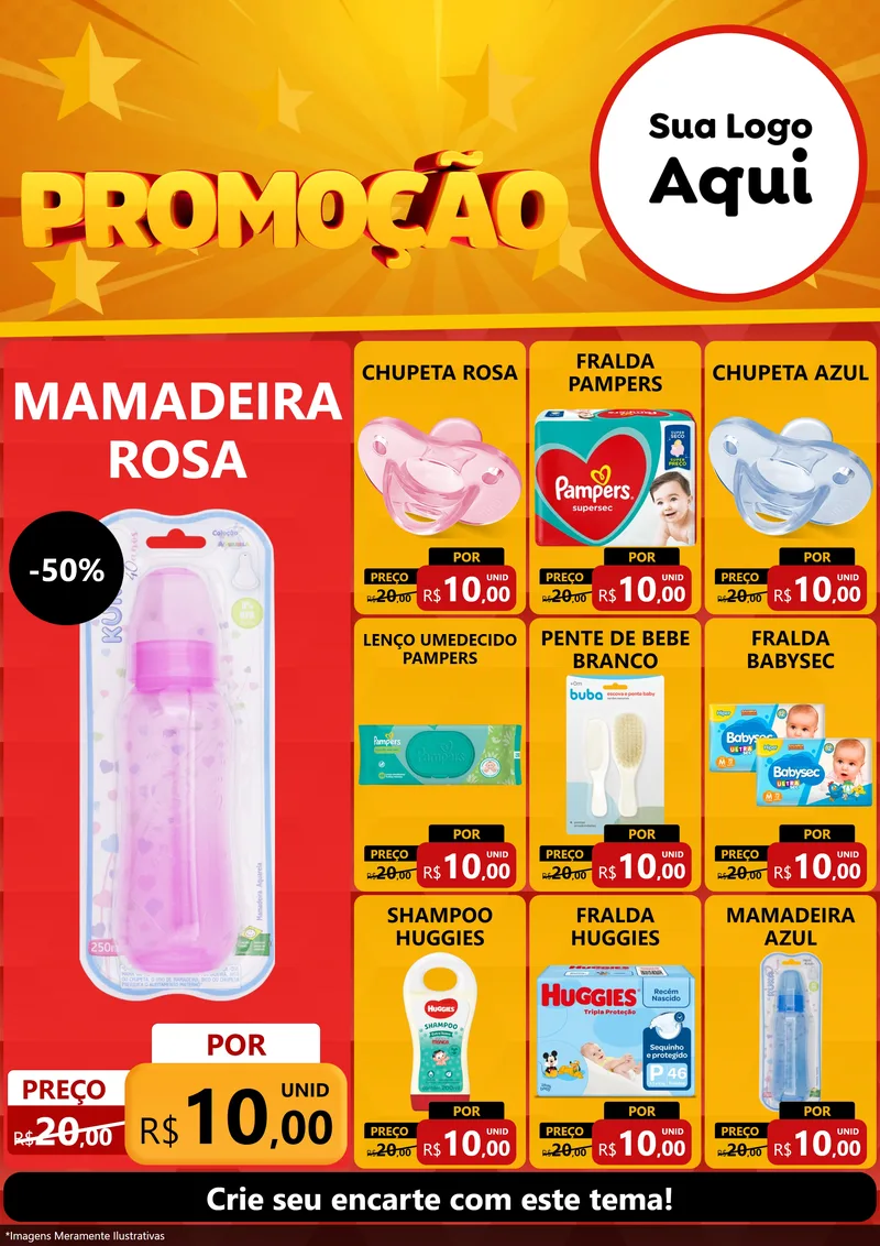 Modelo de Encarte para Encarte A4 Vertical com o tema Promoção para Bebês