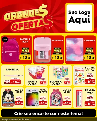 Modelo de Rede Social para Feed Instagram com o tema Grandes Ofertas para Papelaria