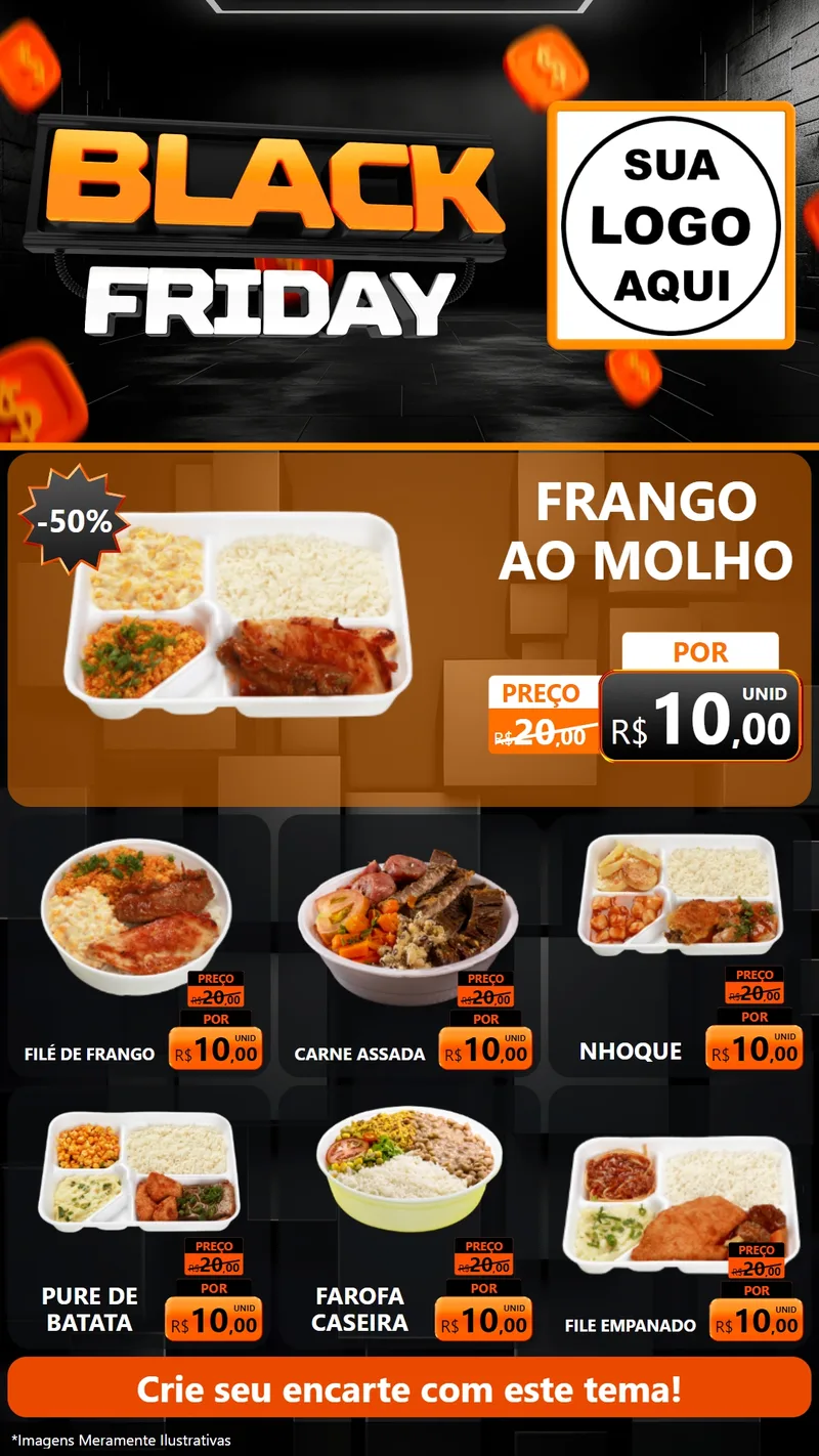 Modelo de Rede Social para Stories com o tema Black Friday para Restaurante