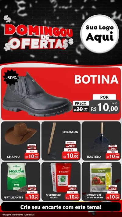 Modelo de Rede Social para Stories com o tema Domingou de Ofertas para Agropecuária