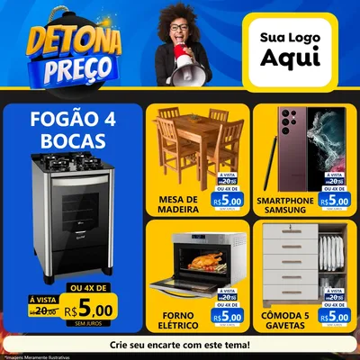 Modelo de Rede Social para Feed Facebook com o tema Detona Preços para Móveis e Eletro