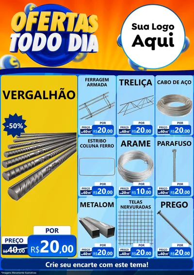 Modelo de Encarte para Encarte A4 Vertical com o tema Ofertas Todo Dia para Ferragens