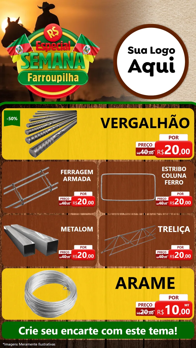Modelo de TV para TV Vertical com o tema Especial Semana Farroupilha para Ferragens