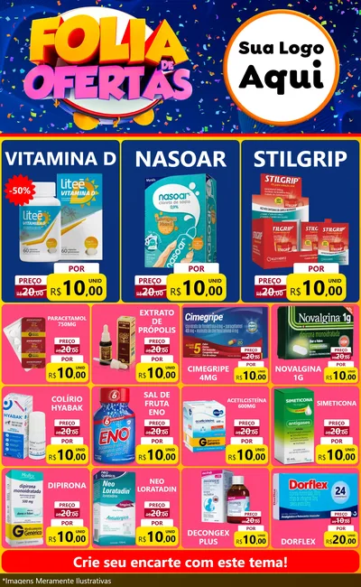 Modelo de Encarte para Encarte Grande com o tema Folia de Ofertas para Farmácia