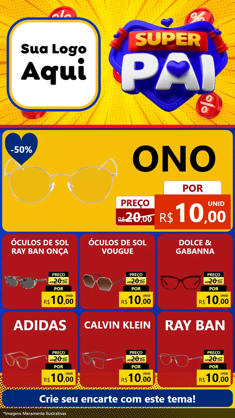 Modelo de Rede Social para Stories com o tema Super Pai para Óticas