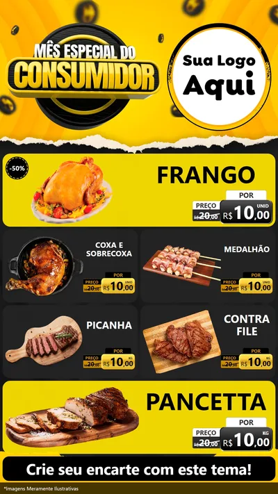 Modelo de TV para TV Vertical com o tema Mês Especial do Consumidor para Assados