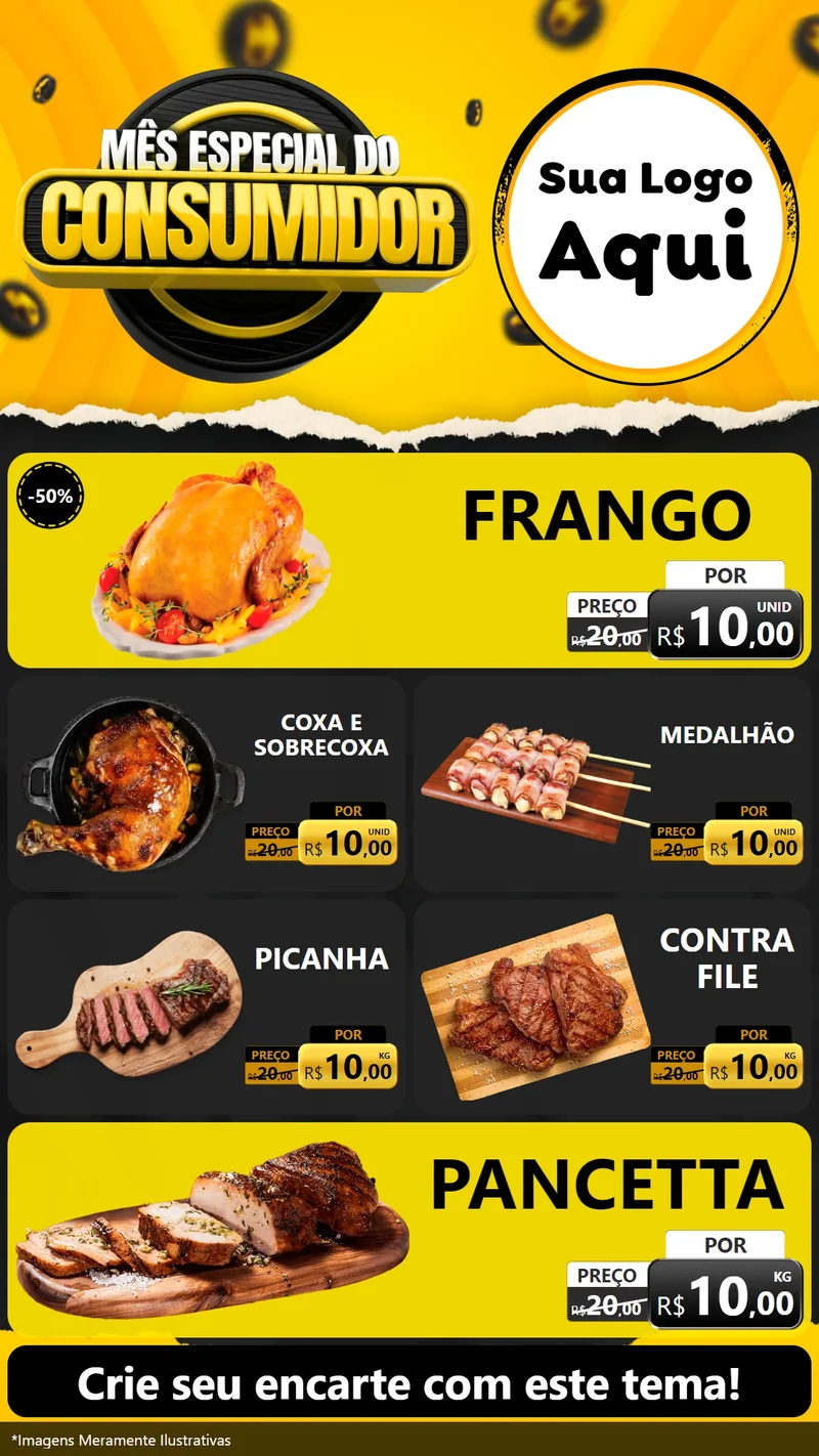 Modelo de TV para TV Vertical com o tema Mês Especial do Consumidor para Assados