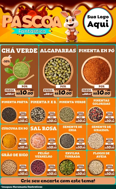 Modelo de Encarte para Encarte Grande com o tema Páscoa Fantástica para Produtos Naturais