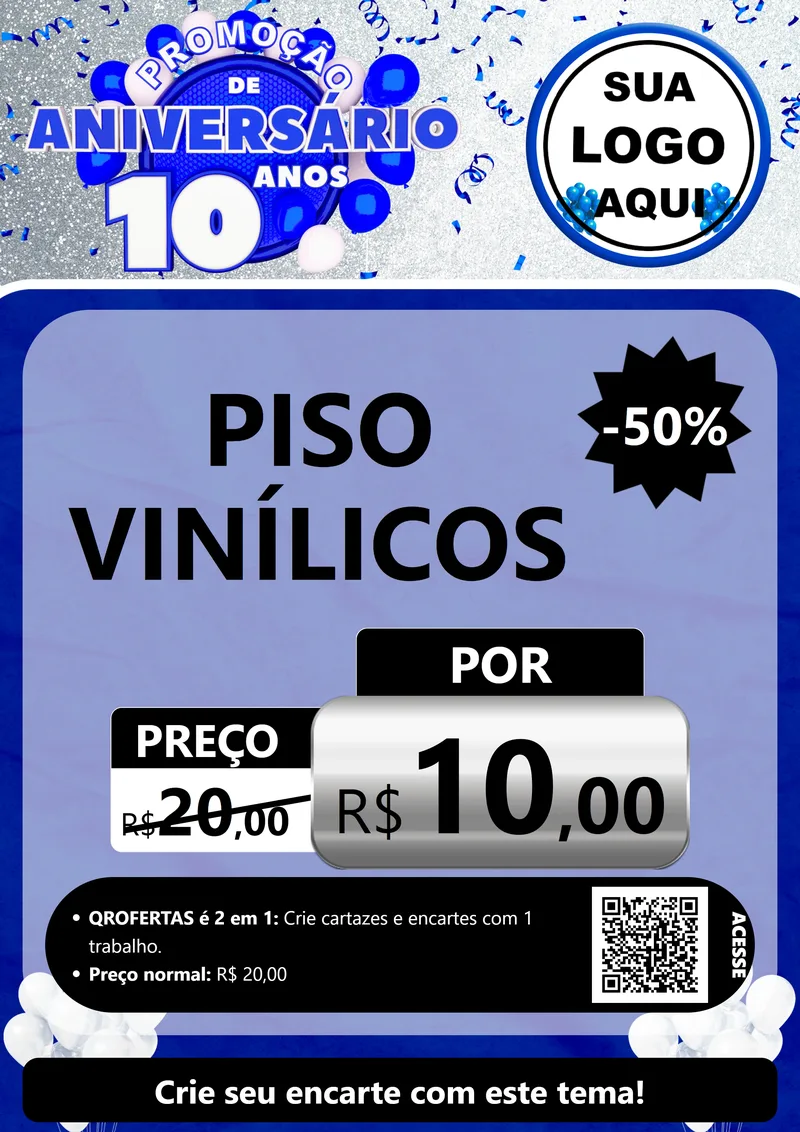 Modelo de Cartaz para Cartaz A4 Vertical com o tema Promoção de Aniversário - 10 Anos para Material para Construção