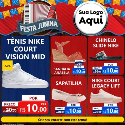 Modelo de Rede Social para Feed Facebook com o tema Festa Junina para Calçados