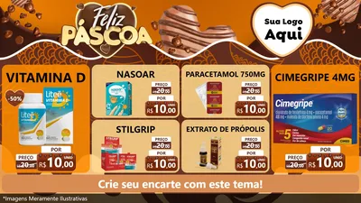 Modelo de TV para TV Horizontal com o tema Feliz Páscoa para Farmácia