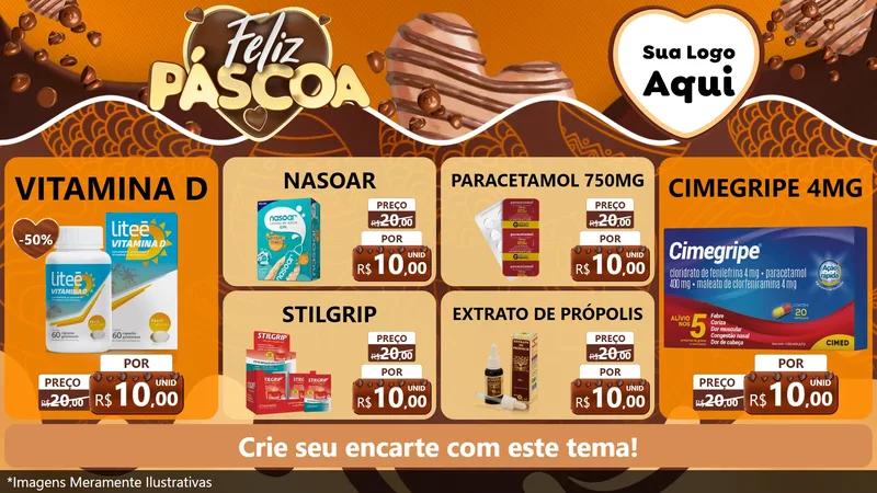 Modelo de TV para TV Horizontal com o tema Feliz Páscoa para Farmácia