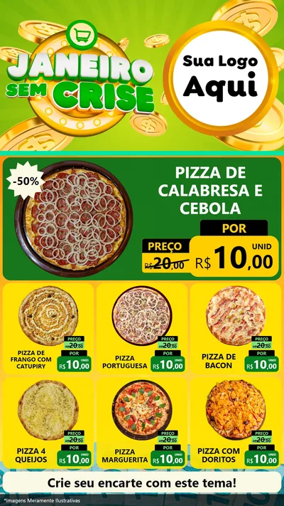 Modelo de Rede Social para Stories com o tema Janeiro Sem Crise para Pizzaria