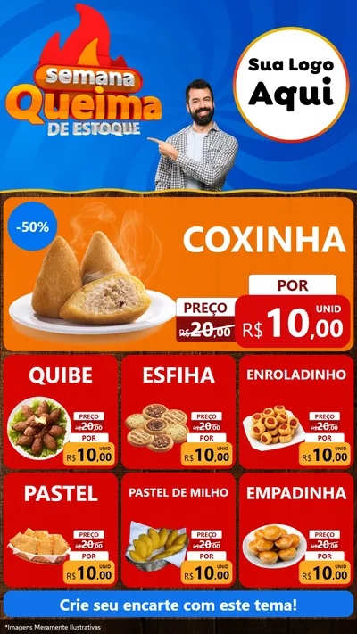 Modelo de Rede Social para Stories com o tema Semana Queima de Estoque para Salgadaria