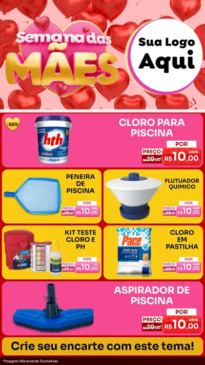 Modelo de TV para TV Vertical com o tema Semana Das Mães para Produtos para Piscina