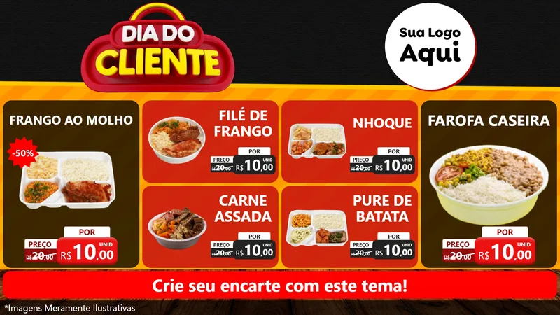 Modelo de TV para TV Horizontal com o tema Dia do Cliente para Restaurante